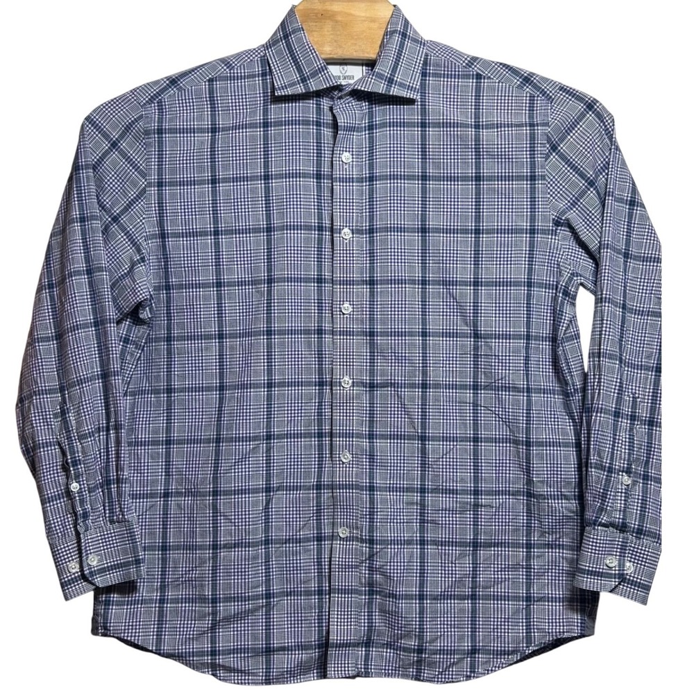 Todd Snyder Mens Purple Blue Plaid 2-Ply Cotton Button Down Shirt 16.5 32/33